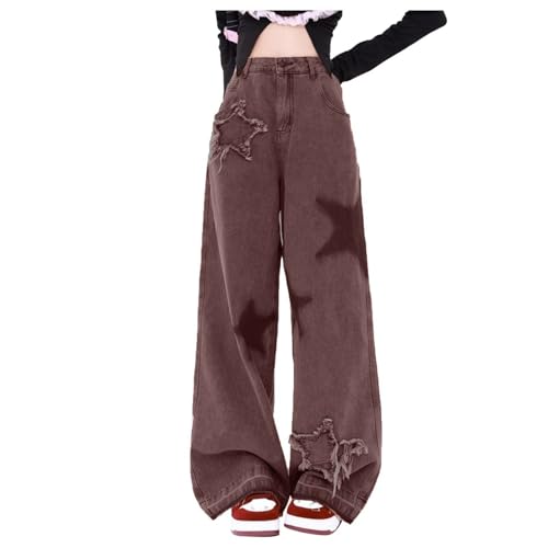 Gefomuofe Baggy Jeans Damen Low Waist Boyfriend Jeanshose Vintage Y2k Hip-Hop Straight Vintage Denim Hose Loose Hosen Breites Bein Locker Schlupfjeans Y2K Jeans Hosen Streetwear von Gefomuofe