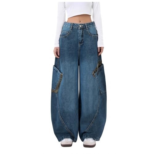 Gefomuofe Baggy Jeans Damen Low Waist Boyfriend Jeanshose Vintage Y2k Hip-Hop Straight Vintage Denim Hose Loose Hosen Breites Bein Locker Schlupfjeans Y2K Jeans Hosen Streetwear von Gefomuofe