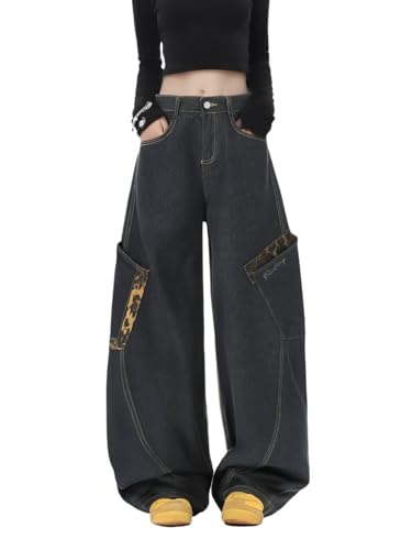 Gefomuofe Baggy Jeans Damen Low Waist Boyfriend Jeanshose Vintage Y2k Hip-Hop Straight Vintage Denim Hose Loose Hosen Breites Bein Locker Schlupfjeans Y2K Jeans Hosen Streetwear von Gefomuofe