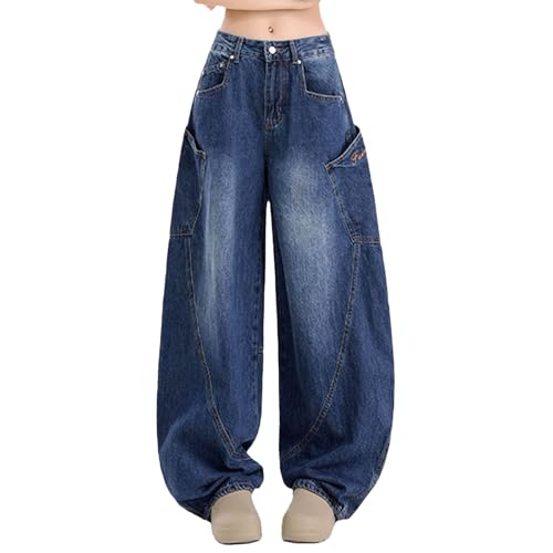 Gefomuofe Baggy Jeans Damen Low Waist Boyfriend Jeanshose Vintage Y2k Hip-Hop Straight Vintage Denim Hose Loose Hosen Breites Bein Locker Schlupfjeans Y2K Jeans Hosen Streetwear von Gefomuofe