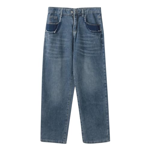 Gefomuofe Baggy Jeans Herren Y2K Hosen Einfarbige Hip-Hop Schwarz Cargo Jeans Teenager Jungs Streetwear High Waist Vintage Gerade Bein Jeanshose Jogger Loose Fit Pants von Gefomuofe
