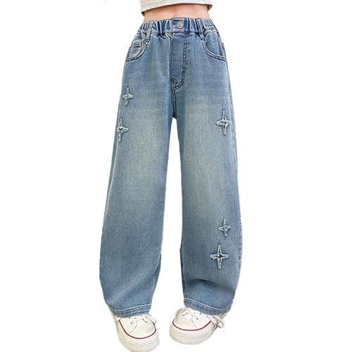Gefomuofe Baggy Jeans Mädchen Wide Leg Jeanshose Weites Bein Outdoorhose Hohe Taille Y2k Hip Hop Cargohose FreizeithoseVintage Hosen Lässige Streetwear für Teenager Kinder 4-17 Jahre von Gefomuofe