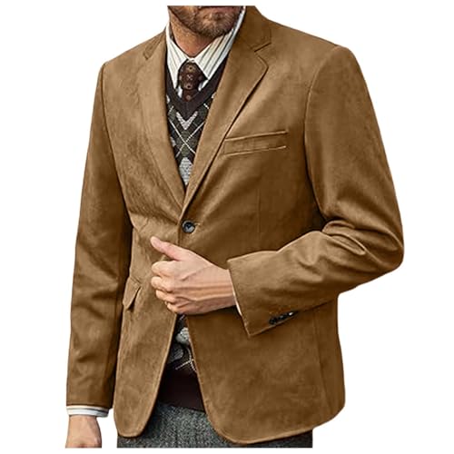 Gefomuofe Blazer Herren Casual 2 Knöpfe Wildleder Anzug Jacke Business Sakkos Freizeit Anzugjacken Sports Coat Hochzeit Mantel Sportlich Blazer Freizeitanzug Sakko von Gefomuofe