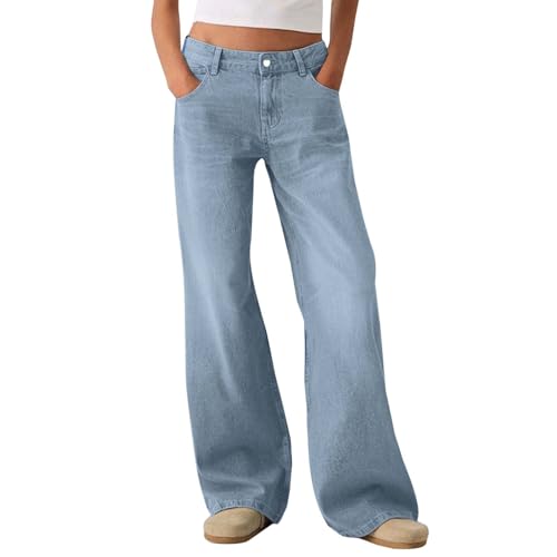 Gefomuofe Damen Baggy Jeans Wide Leg Jean Weites Bein Jeans Y2k Vintage Hose High Waist Stretch Jeans Damen Hosen Weiter Beinschnitt Jeans Hohe Taille Leicht Elegant Denim Hose von Gefomuofe