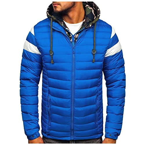 Gefomuofe Daunenjacke Herren Winter Leicht mit Kapuze Steppjacke Herbst mit Kordelzug Übergangsjacke Outdoor mit Reißverschlüsse Trapstar Jacke Lang Winterjacke Glänzend Puffer Jacke Herrenjacke von Gefomuofe