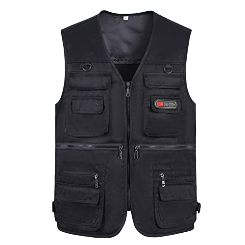Gefomuofe Herren Ärmellose Arbeitsweste Weste Multi-Pocket Arbeitsweste Herrenweste ommer Outdoor Weste Leicht Atmungsaktiv Anglerweste Ärmellos Jacke Funktionsweste für Jagd Wandern von Gefomuofe