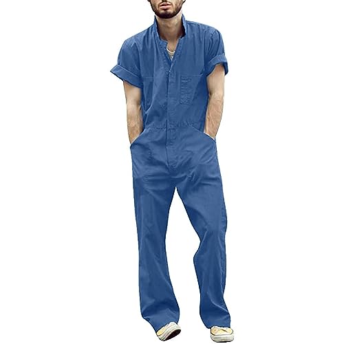 Gefomuofe Herren Arbeitsoveralls Revers Kurzarm Arbeitskleidung Reißverschluss Overalls Loose Fit Männer Jumpsuit Sportkleidung Leicht Arbeitsanzug Sommer Arbeitskombi Gefomuofe Herren Arbeitsoveralls Revers Kurzarm Arbeitskleidung Reißverschluss Overalls Loose Fit Männer Jumpsuit Sportkleidung Leicht Arbeitsanzug Sommer Arbeitskombi von Gefomuofe