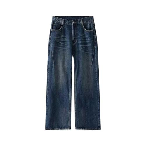 Gefomuofe Herren Baggy Jeans Y2k Jeanshose Vintage Straight Leg Denim Hosen Teenager Jungen Streetwear Hip Hop Jeans Hohe Taille Große Größe Hellblau Jeans von Gefomuofe