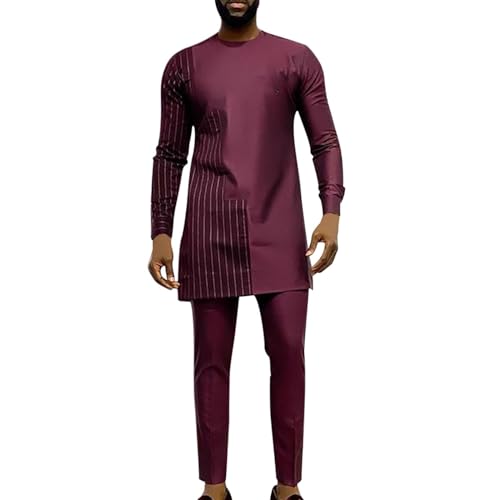 Gefomuofe Herren Dashiki Set Afrikanische Kleidung 2 Teile Set Maxikleid -Kaftan Abaya Muslim Kleidung Ethnische Kleider Afrikanisches Tribal Shirt von Gefomuofe