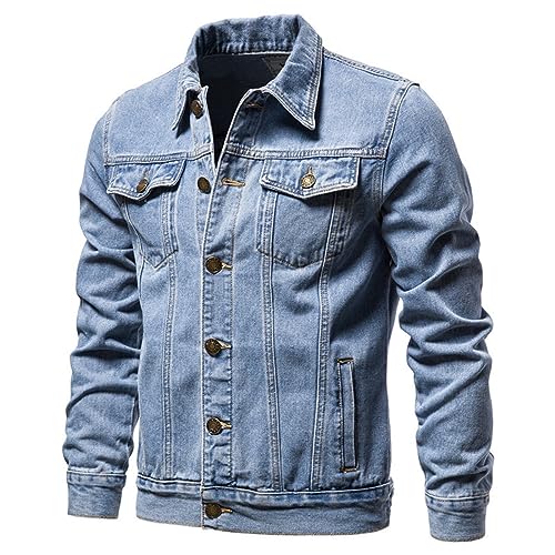 Gefomuofe Herren Jeansjacke Fliegerjacke Baumwolle Blouson Bomber Jacke Blouson Jacke Übergangsjacke Stehkragen Herbst Übergangs Denim Bikerjacke Jacket Army Feldjacke Tactical Bomberjacke von Gefomuofe