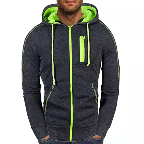 Gefomuofe Herren Kapuzenpullover Zipper Hoodie Herren Kapuzenjacke Sweatjacke mit Reißverschluss Kordelzug Casual Sport Jacke Herbst Winter Sweatshirt von Gefomuofe