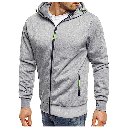 Gefomuofe Herren Kapuzenpullover Zipper Hoodie Herren Kapuzenjacke Sweatjacke mit Reißverschluss Kordelzug Casual Sport Jacke Herbst Winter Sweatshirt von Gefomuofe