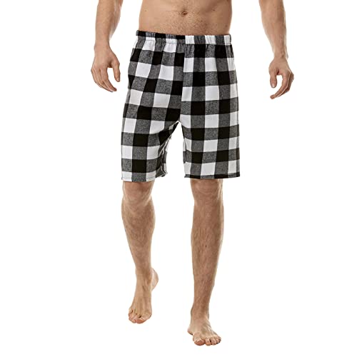 Gefomuofe Herren Kurz Schlafanzughose Kariert Baumwolle Bermuda Schlafshorts Pyjamahose Schlafhose Pyjamaunterteil Sleephose Freizeithose Pyjamahose Shorts Nachtwäsche von Gefomuofe