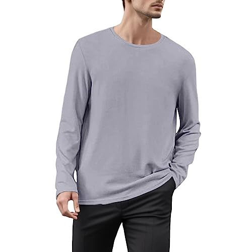 Gefomuofe Herren Langarmshirt Sweatshirt Rundhals Einfarbiges Loose Fit T Shirt Brusttasche Longsleeve Langarmshirt Lange Ärmel Waffel-Shirt Kompressionsshirt Tactical Shirts von Gefomuofe