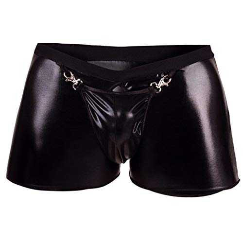 Gefomuofe Herren Leder Unterwäsche Lack glänzend Optik Po offen Wetlook Erotik Unterwäsche, Reizwäsche für Männer, Clubwear Jockstraps Slips Tanga mit offenem Schritt Ouvert Shorts Pants von Gefomuofe