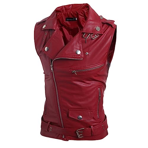 Herren Lederweste Motorradweste Reissverschluss Chopper Weste Kunstleder Biker Rocker Motorrad Clubweste Schnürung Weste Motorrad Team Punk Leder Weste Mantel Kunstleder Weste von Gefomuofe