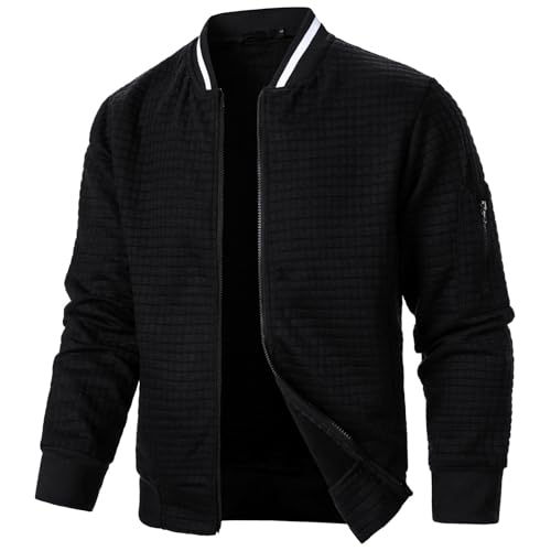 Gefomuofe Herren Leicht Bomberjacke Dünne Blouson Jacke Freizeit Sommer Übergangsjacke Softshelljacke Ohne Kapuze mit Multi Taschen Herren Jacke Langarm Outdoor Sportjacke Übergangsjacke von Gefomuofe