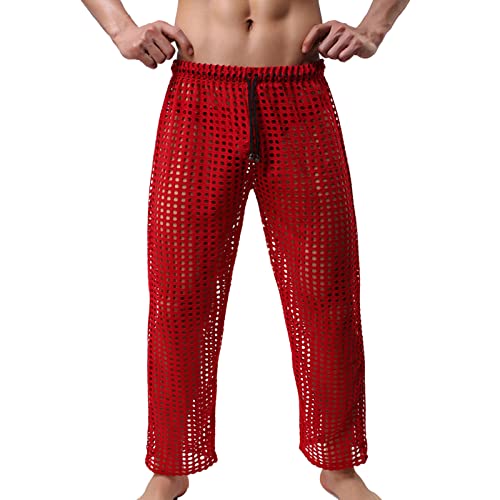 Gefomuofe Herren Mesh Hose Leggings Sport Durchsichtiges Hosen Herren Erotik Dessous-Unterwäsche Männer Netzhose Lang Hose Mesh transparente Kurze Hose Pants Netz Mesh Unterwäsche Unterhose von Gefomuofe