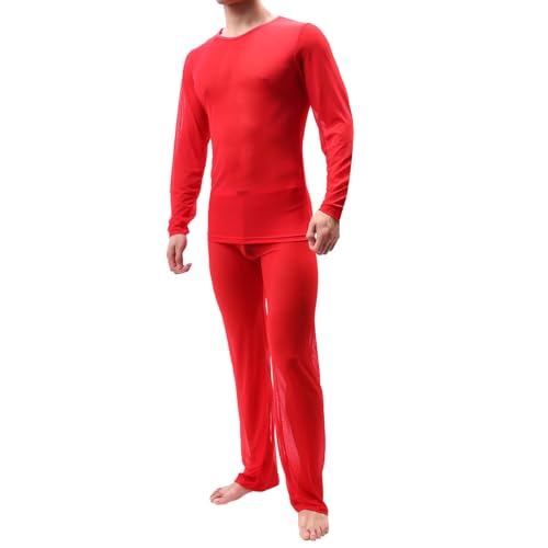 Gefomuofe Herren Mesh Unterwäsche Schlafanzug Pyjama Set Transparent Nachthemd Top Mesh Patchwork Zweiteiliges Set Gefomuofe Herren Mesh Unterwäsche Schlafanzug Pyjama Set Transparent Nachthemd Top Mesh Patchwork Zweiteiliges Set von Gefomuofe