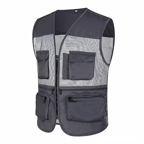 Gefomuofe Herren Outdoor Weste Anglerweste Multi-Pocket Arbeitsweste Herrenweste Leicht Atmungsaktiv Anglerweste Atmungsaktiv Anglerweste Ärmellos Jacke Multifunktionsweste Für Jagd Angeln von Gefomuofe