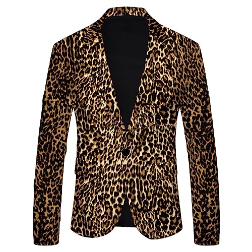 Gefomuofe Herren Sakko Sportlich Slim Fit Einfarbig Sakko Leopard Cardigan Regular Fit Leinen Männer Blazer Männer Blazer Modern Freizeit Elegante Slim Fit Blazer Einknopf Anzugjacke von Gefomuofe