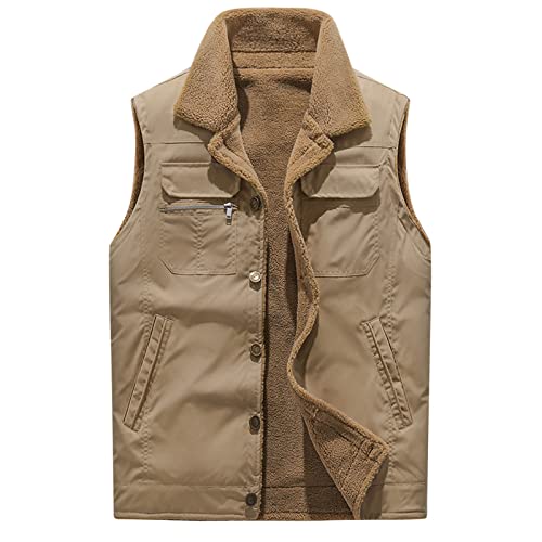 Gefomuofe Herren Steppweste Weste Warm Winter Westen Ärmellos Steppweste Sportweste Übergangsjacke Reißverschluss Futter mit Kletttasche Dicke Outdoor Weste mit wasserdichten von Gefomuofe