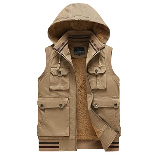 Gefomuofe Herren Steppweste Weste Winter Wärme Dicke Herren Weste Vest Ärmellose Sportweste Kapuzenweste Pufferweste Zip Up Weste Basic Ärmellose Vest Sportweste Freizeitjacke für Männer von Gefomuofe