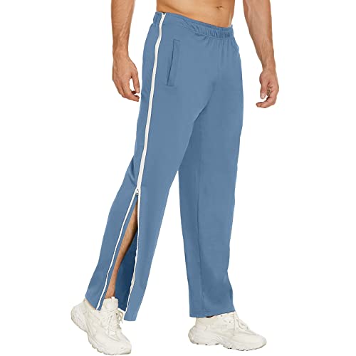 Gefomuofe Herren Trainingshose Seitlicher Knopfleiste Hosen Split Basketball Trainingshose lastischer Bund Jogginghose mit durchgehendem Reißverschluss Reha Hose von Gefomuofe