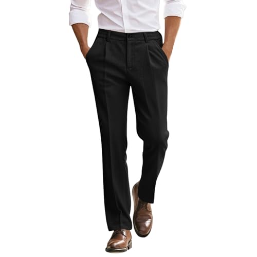Gefomuofe Herren Tweed Anzughose Hohe Taille Straight Fischgrätenmuster Hosen Slim Fit Herrenanzughose Einfarbig Businesshose Regular Fit Pants Büroarbeitshose Gefomuofe Herren Tweed Anzughose Hohe Taille Straight Fischgrätenmuster Hosen Slim Fit Herrenanzughose Einfarbig Businesshose Regular Fit Pants Büroarbeitshose von Gefomuofe