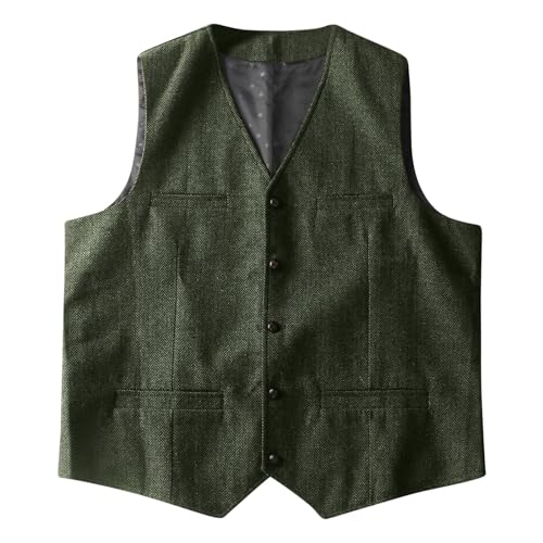 Gefomuofe Herren Weste Anzugweste Casual Wolle Fischgrätmuster Anzug Anzug Set Männer Smoking Herrenwesten Seidenweste Gilet Herrenbekleidung Herringbone Weste Herren Vintage von Gefomuofe