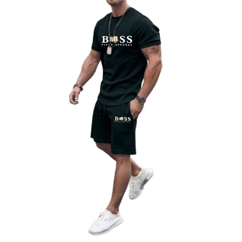 Gefomuofe Jogginganzug Herren Baggy Sportanzug Bequeme Atmungsaktive Sommer Outfit 2-teiliges Set mit Tshirts und Sporthose Stylischer Trainingsanzug Activewear Streetwear Freizeitanzug von Gefomuofe