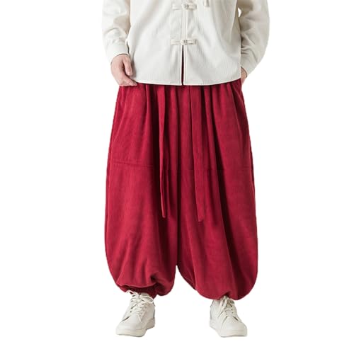Gefomuofe Leinenhosen Herren Cord-Haremshose Übergröße Leicht Alltag Freizeithose Sommerhose Hip Hop Haremshose Leicht Loose Fit Freizeithos mit Holzperlen Gefomuofe Leinenhosen Herren Cord-Haremshose Übergröße Leicht Alltag Freizeithose Sommerhose Hip Hop Haremshose Leicht Loose Fit Freizeithos mit Holzperlen von Gefomuofe