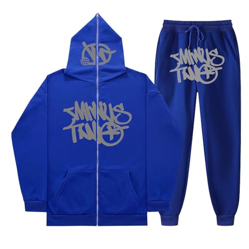 Gefomuofe Minus Two Anzug Herren, Y2K Jogginganzug 2 Teilig Winter Leichte Trainingsanzug Sportanzug Tracksuit Unisex Jogging Anzug Set mit Hoodie Und Hose Y2K Zip Hoodie Sportbekleidung von Gefomuofe