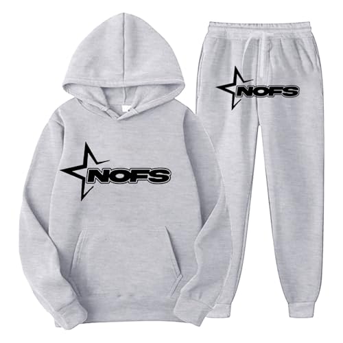 Gefomuofe NOFS Trainingsanzug Herren Baumwolle Sport Sportanzug Weitem Tracksuit Y2K Pullover Oberteile und Sporthosen Bequemer Jogginganzug Kapuzenpullover Jogginganzug Tracksuit von Gefomuofe