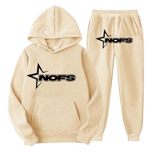 Gefomuofe NOFS Trainingsanzug Herren Baumwolle Sport Sportanzug Weitem Tracksuit Y2K Pullover Oberteile und Sporthosen Bequemer Jogginganzug Kapuzenpullover Jogginganzug Tracksuit von Gefomuofe