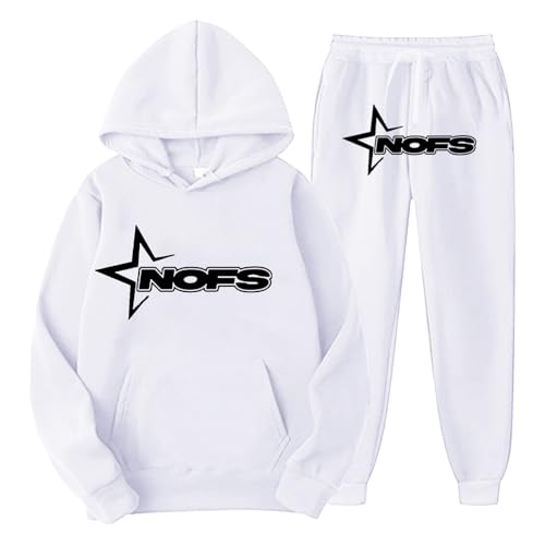 Gefomuofe NOFS Trainingsanzug Herren Baumwolle Sport Sportanzug Weitem Tracksuit Y2K Pullover Oberteile und Sporthosen Bequemer Jogginganzug Kapuzenpullover Jogginganzug Tracksuit von Gefomuofe