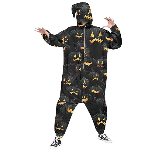 Gefomuofe Onesie Jumpsuit Herren Pyjama Fasching Halloween Schlafanzug Langarm Overall Cosplay Skelett Jumpsuit Schlafanzug Erwachsene Unisex Nachtwäsche Erwachsene Karneval Einteiler Schlafanzug von Gefomuofe