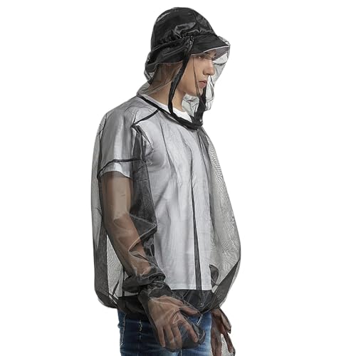 Gefomuofe Outdoor Ultraleicht Mesh Hooded Bug Jacke-Moskito Durchsicg Mesh-Schutzhemd Insektenschutz für Wandern Angeln Gartenarbeit von Gefomuofe