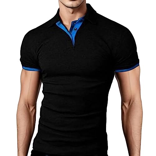 Gefomuofe Poloshirt Herren Slim Fit T Shirts Männer Hemd Herren Kurzarm Giraffe Stickerei T-Shirt Sommer Slim Fit Golf Sports von Gefomuofe