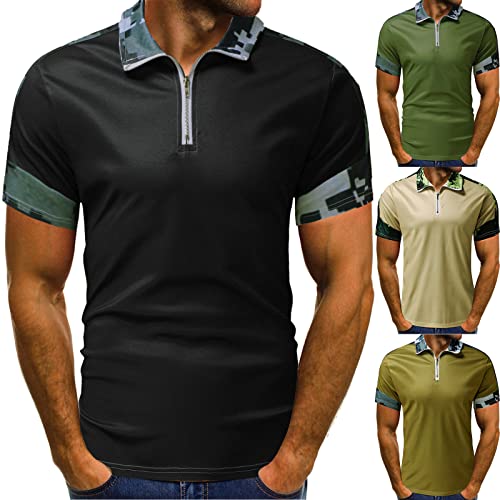 Gefomuofe Poloshirts Herren Kurzarm Golf Poloshirts mit Tasche Kontrastfarbe Ausschnitt Baumwolle Basic T-Shirt Polohemd Sommer von Gefomuofe