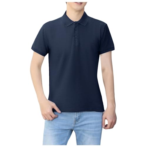 Gefomuofe Poloshirts Herren Kurzarm Sommer Golf Polo Shirts Beiläufig T Shirt Kurzarm T-Shirt Einfarbig Button Down Polohemd Golf Shirts Casual Sport Shirt Basic Regular Fit von Gefomuofe