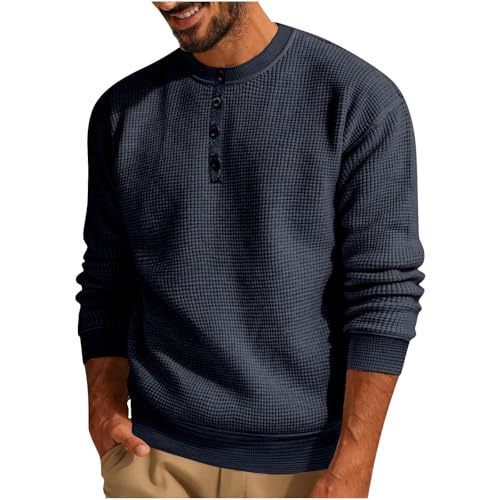 Gefomuofe Pullover Herren Winter Strickpullover Vintage Sweatshirt Rundhals Waffel Arbeitspullover Locker Pulli mit Knöpfen Lockerer Pulli Männer Shirt Langarmshirt Bequem Winterpullover Gefomuofe Pullover Herren Winter Strickpullover Vintage Sweatshirt Rundhals Waffel Arbeitspullover Locker Pulli mit Knöpfen Lockerer Pulli Männer Shirt Langarmshirt Bequem Winterpullover von Gefomuofe