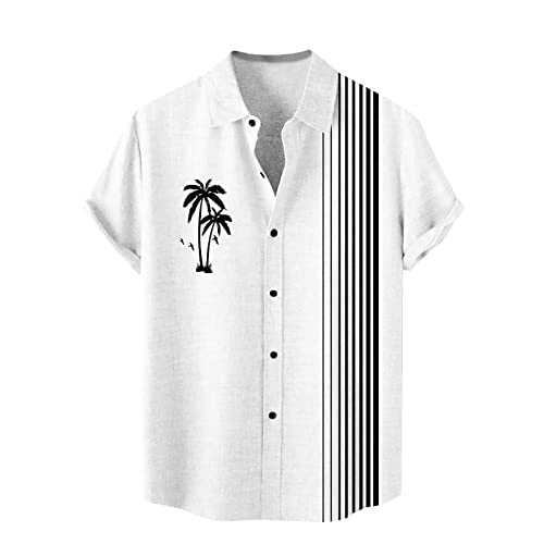 Gefomuofe Sommerhemd Herren Kurzarm Leicht Und Luftig Bügelfrei Slim Fit Freizeithemd Sommer Lang Stehkragen Leinenhemd Schwarz Baumwolle Herrenhemden Casual Hawaii Kurzarmhemd von Gefomuofe