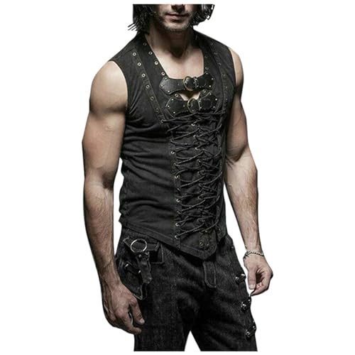 Gefomuofe Tank Top Herren Gothic Weste Stretchy Bodybuilding Workout Tank Top Oversized Muskelshirt Tshirt Casual Fitness Sport Tanktop Sport Fitness Geeignet Für Workout Weste von Gefomuofe