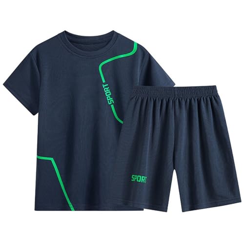 Gefomuofe Trainingsanzug Kinder Jungen Sommer T-Shirt + Shorts Sportanzug Sporthose Sommer Outfit Jungen Atmungsaktiv Schnelltrocknend Sportbekleidung Set für Jogging 3-14 Jahre von Gefomuofe