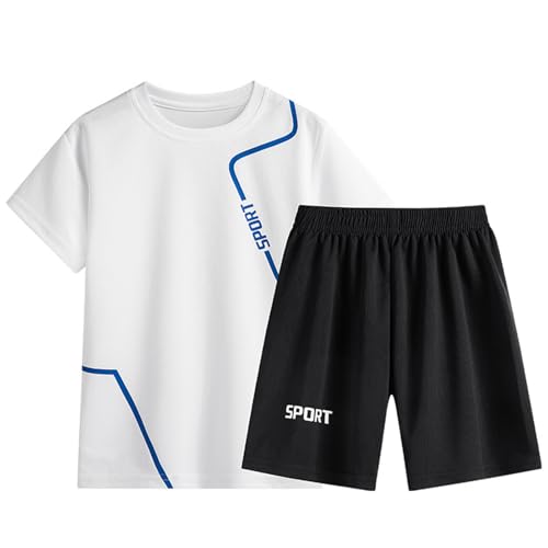 Gefomuofe Trainingsanzug Kinder Jungen Sommer T-Shirt + Shorts Sportanzug Sporthose Sommer Outfit Jungen Atmungsaktiv Schnelltrocknend Sportbekleidung Set für Jogging 3-14 Jahre von Gefomuofe
