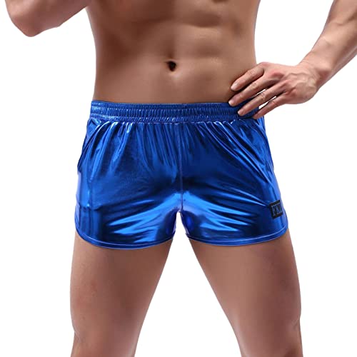 Gefomuofe Wet-Look Herren Boxershorts Penisloch Unterhose Latex Kurze Hose Lack- Optik Hipster Männer Slip Pants Briefs Trunks Unterhose Strech glänzend Unterwäsche Wetlook Latex Kurze Hose von Gefomuofe