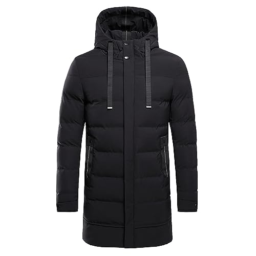 Gefomuofe Winterjacke Herren Steppjacke Daunen ReißVerschluss Warme Baumwolljacke Sportlich Plus GrößE Warmer Dicker Skimantel Winterjacke Übergangsjacke mit Kapuze Glänzend Puffer Jacke Herrenjacke von Gefomuofe