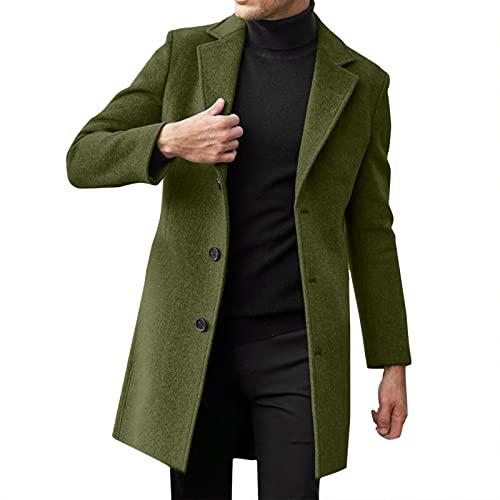 Gefomuofe Wollmantel Herren Winter Trenchcoat Lang Zweireiher Mantel mit Tasche Wintermantel Thermo Dicke Herrenmantel Woll Warmer Übergangsmantel von Gefomuofe