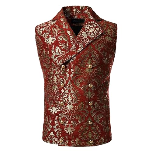 Herren Anzugweste Einstecktuch Taschentuch Jacquard Weste Viktorianischen Doppelreiher Weste Anzugweste Business Anzug Weste Formal Seidenweste Gilet Herrenbekleidung Ärmellose für Hochzeit Groomsmen von Gefomuofe